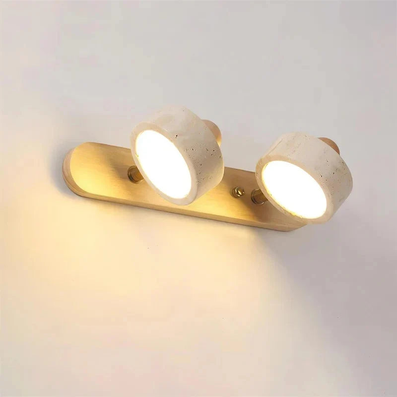 Dēmētēr Contemporary Natural LED Travertine Wood Wall Sconce 0