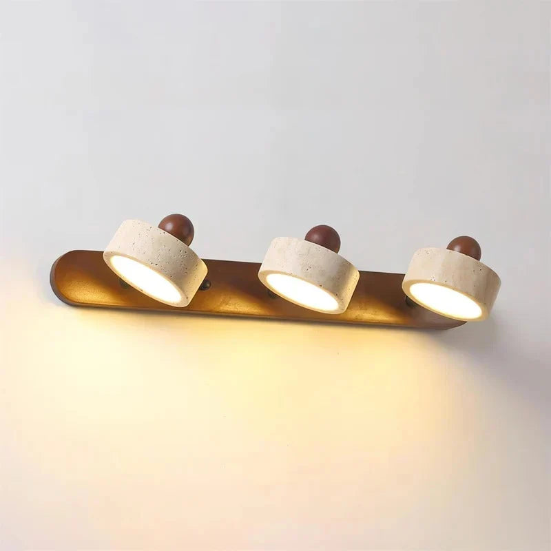 Dēmētēr Contemporary Natural LED Travertine Wood Wall Sconce 12