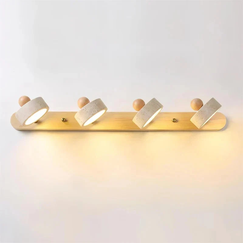 Dēmētēr Contemporary Natural LED Travertine Wood Wall Sconce 9