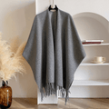 Dubbelzijdige Kasjmiermix Poncho voor Dames Luxe en Warm 2