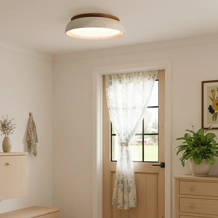 Kairi Scandinavian Travertine Stone Round Ceiling Light 6