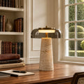 Ryn Wabi‑Sabi Travertine Glass Mushroom Table Light 6