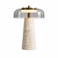Ryn Wabi‑Sabi Travertine Glass Mushroom Table Light 9